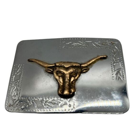 Vintage cowboy horse riding Bull Belt Buckle rodeo bull Head Cowboy 3” - Picture 7 of 8